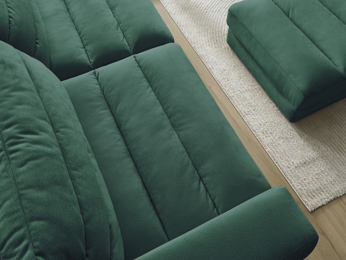 Bobochic Sierra Sofa 4-Sitzer mit Pouf Samt Dunkelgrün