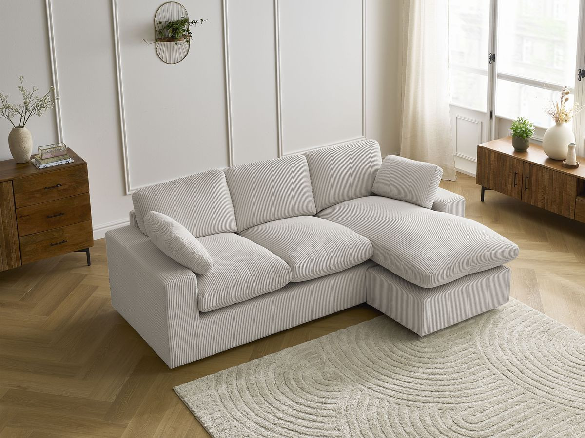 Bobochic Belair Ecksofa 220 × 139 cm Cordsamt Beige