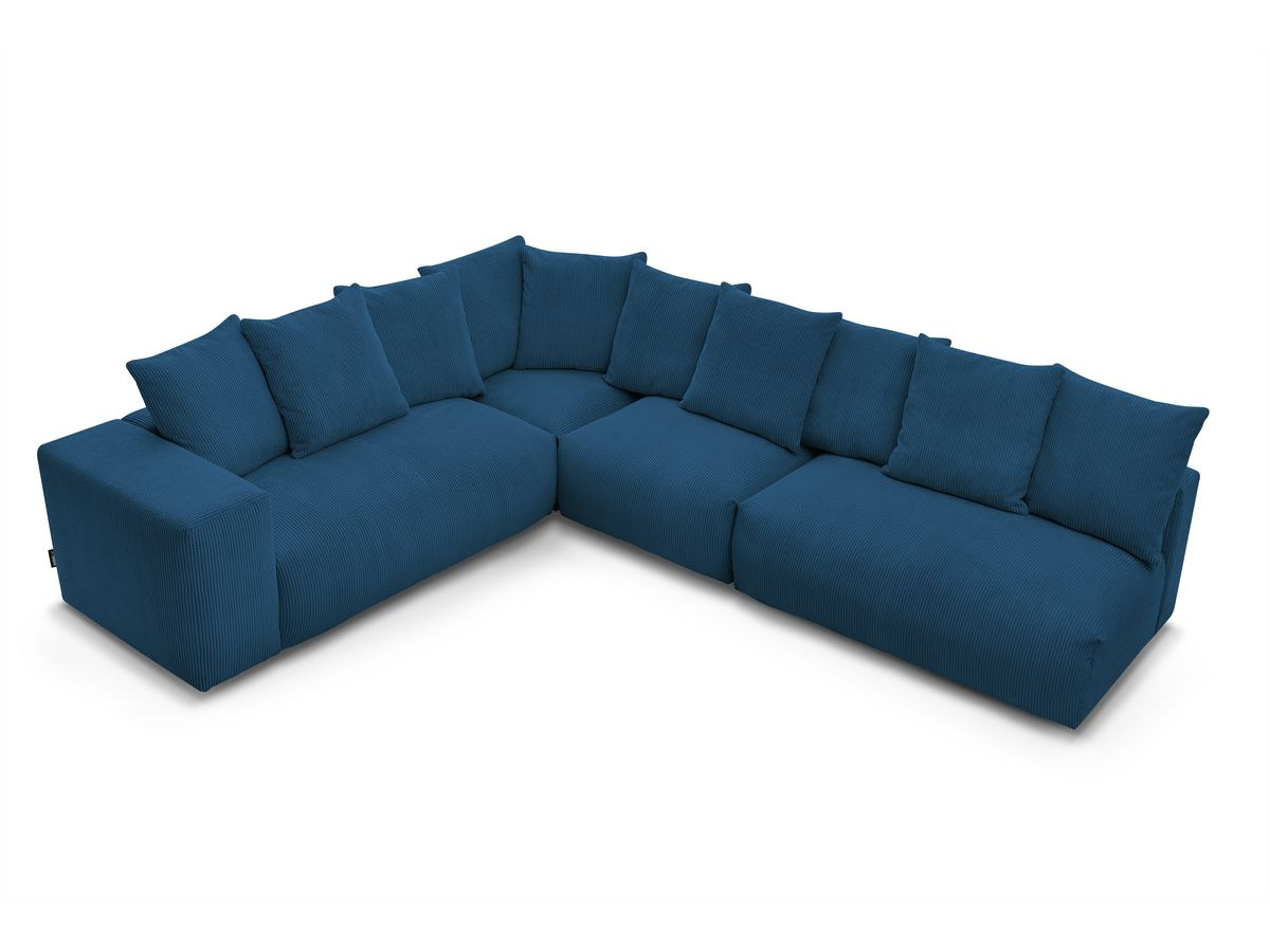 Bobochic Voltaire Ecksofa 322 × 268 cm Cordsamt Dunkelblau Ecke links