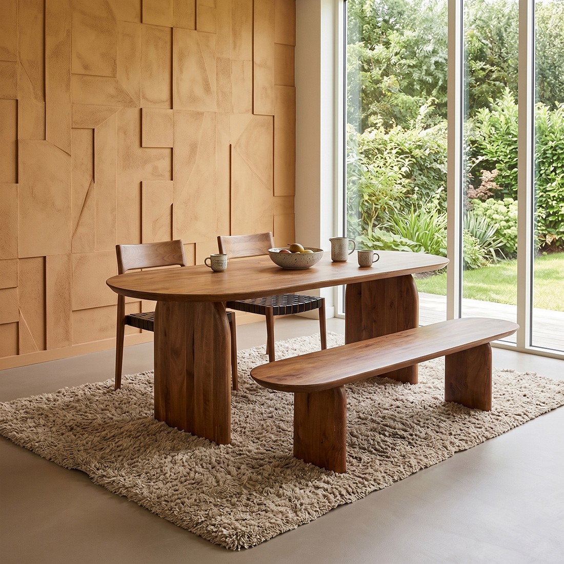 Raw Materials Bullnose Esstisch braun 180cm geschlossenes Untergestell