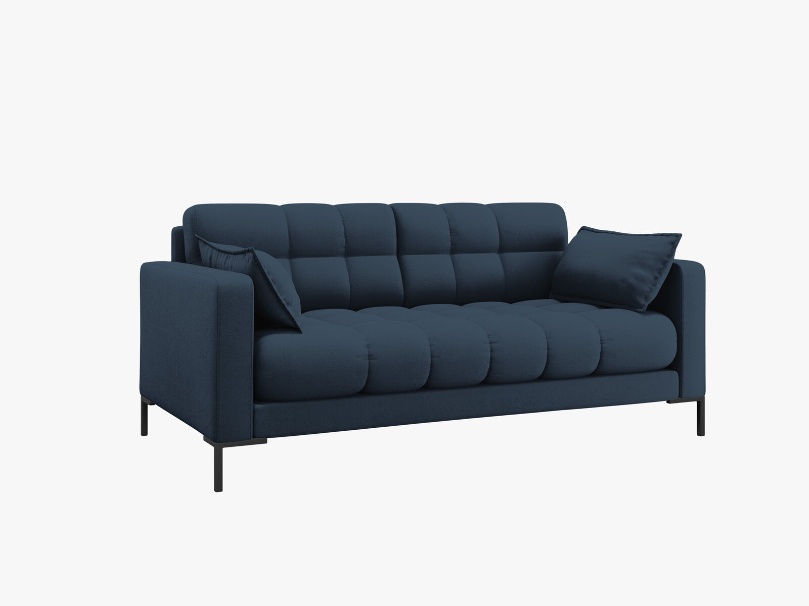 Micadoni Sofa Mamaia 2-Sitzer Strukturierter Stoff Neve Blau schwarze Beine