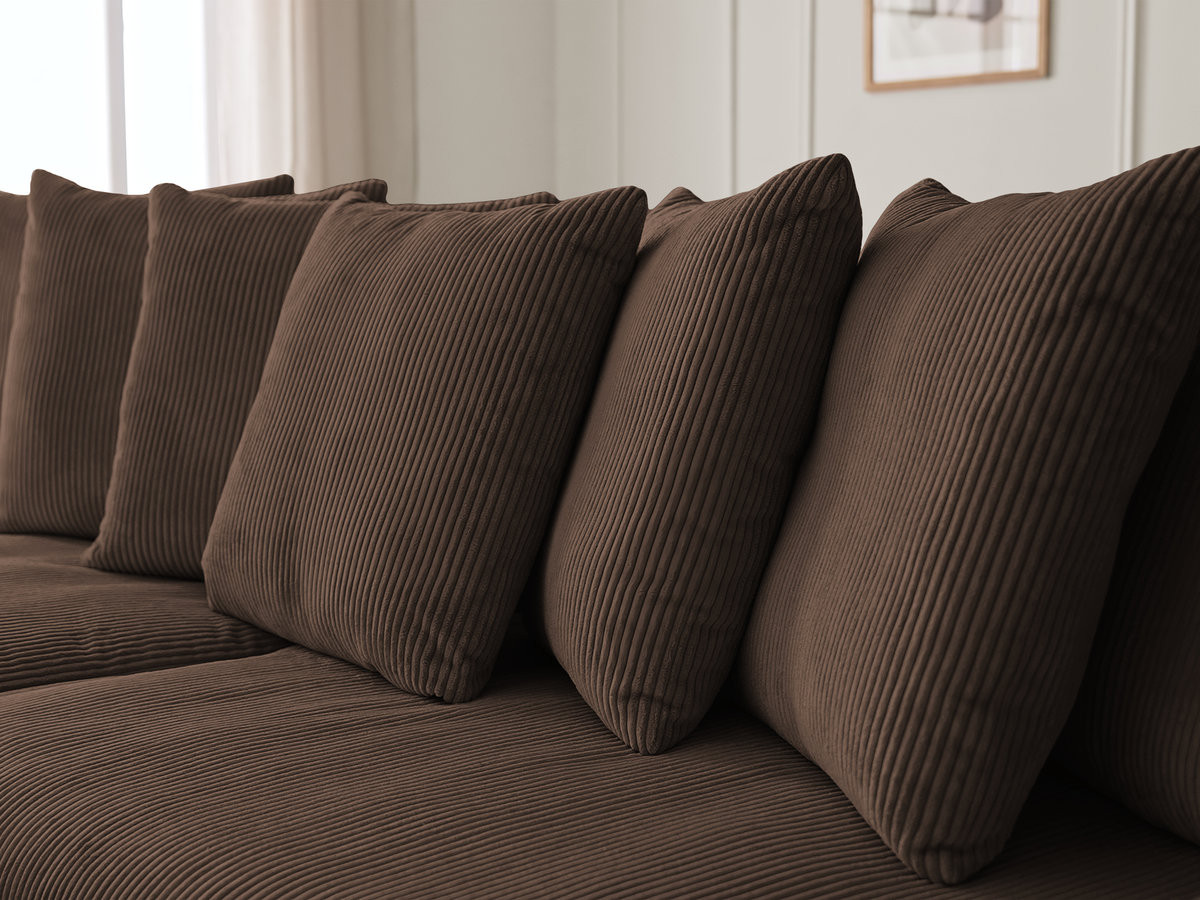 Bobochic Enore Ecksofa mit Pouf Cordsamt Braun Ecke links