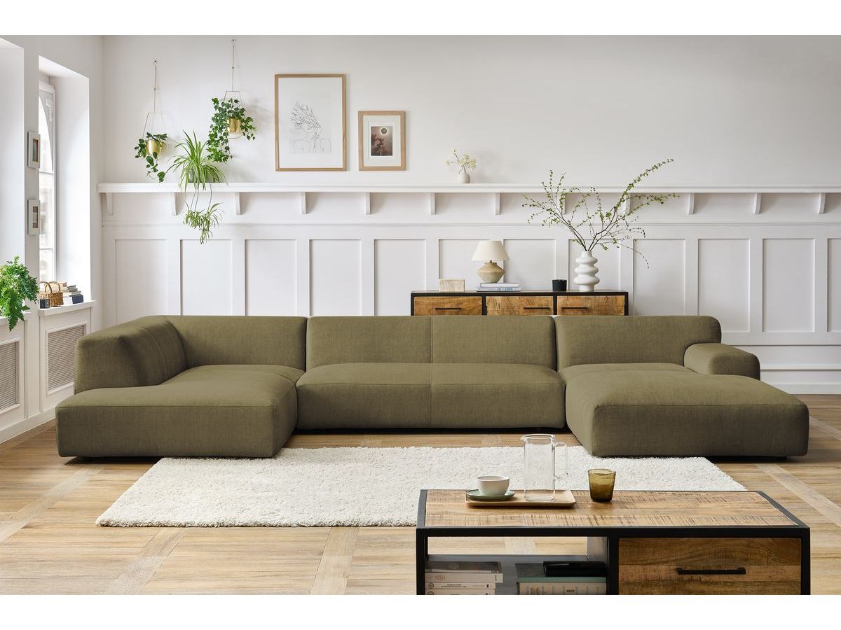 Bobochic Lavena Wohnlandschaft 399 × 220 cm Samt Grün Ecke rechts