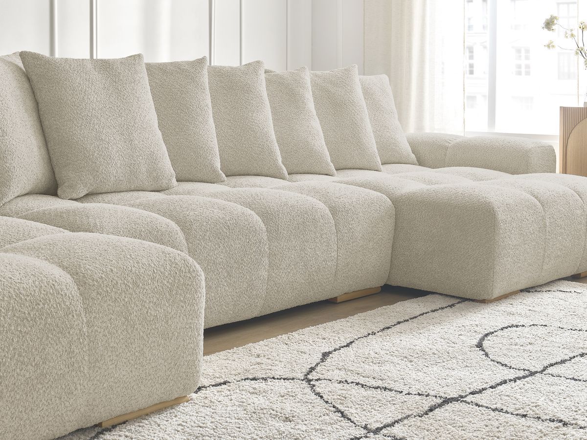 Bobochic Anakin Wohnlandschaft, 10 Kissen Bouclé-Stoff Beige