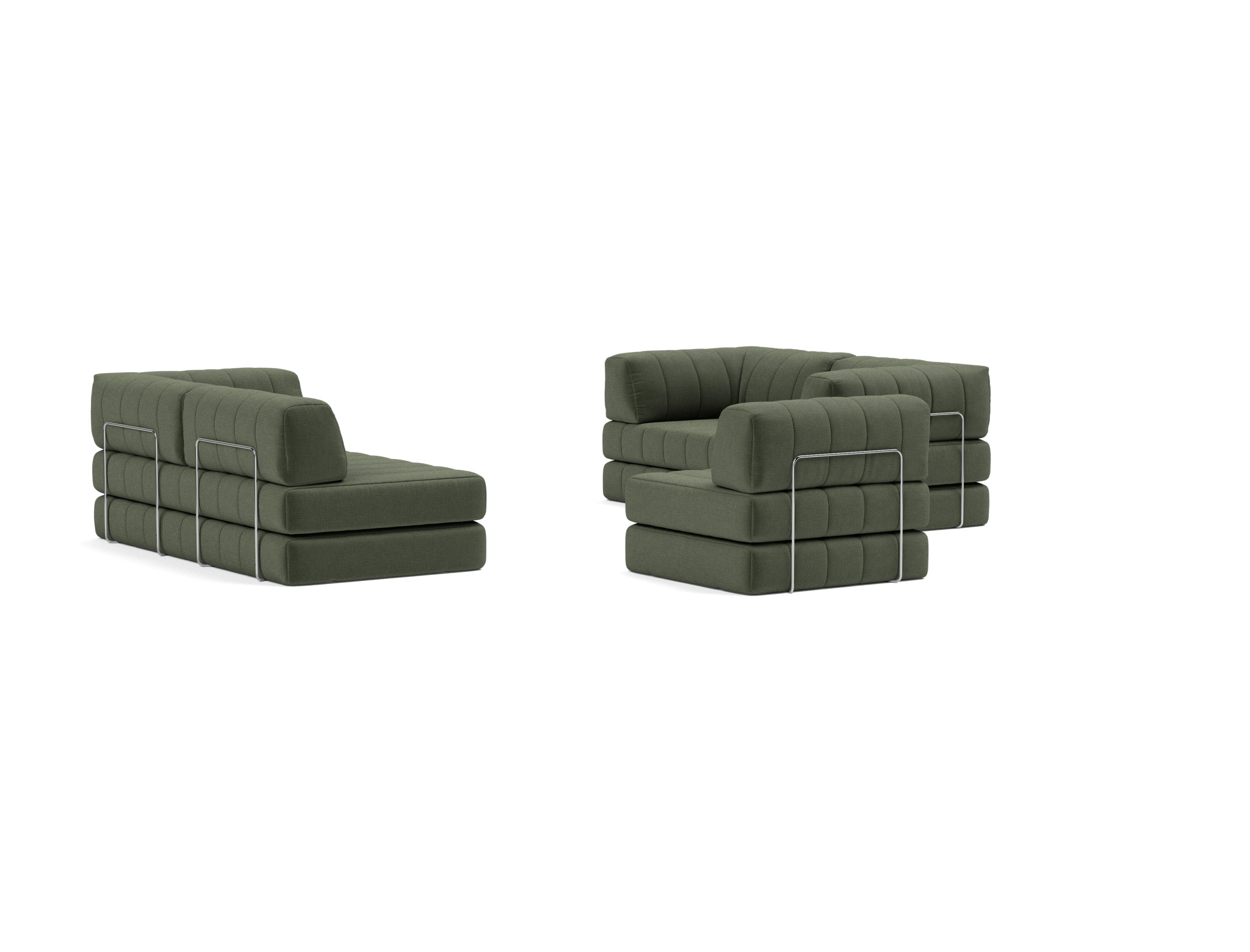 Eck-Schlafsofa CozyPad mit Armlehnen Chenille Esina 413-Olive-Green