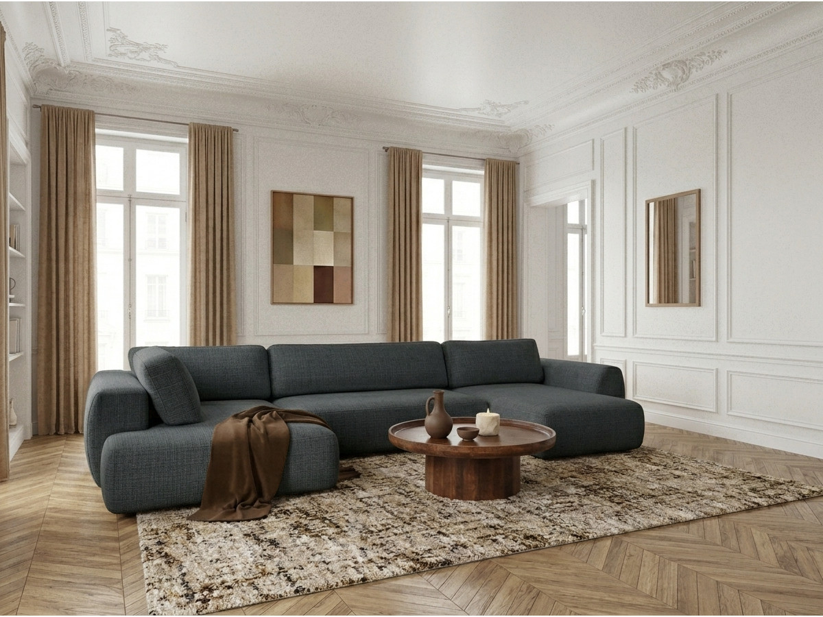 Bobochic Denise Wohnlandschaft Strukturstoff Schwarz Ecke rechts
