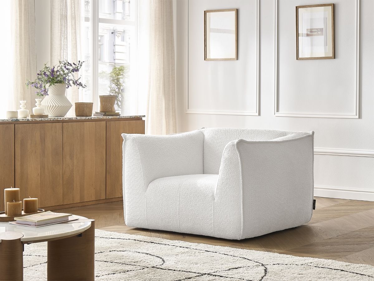 Bobochic Giorgia Sessel Bouclé-Stoff Weiß