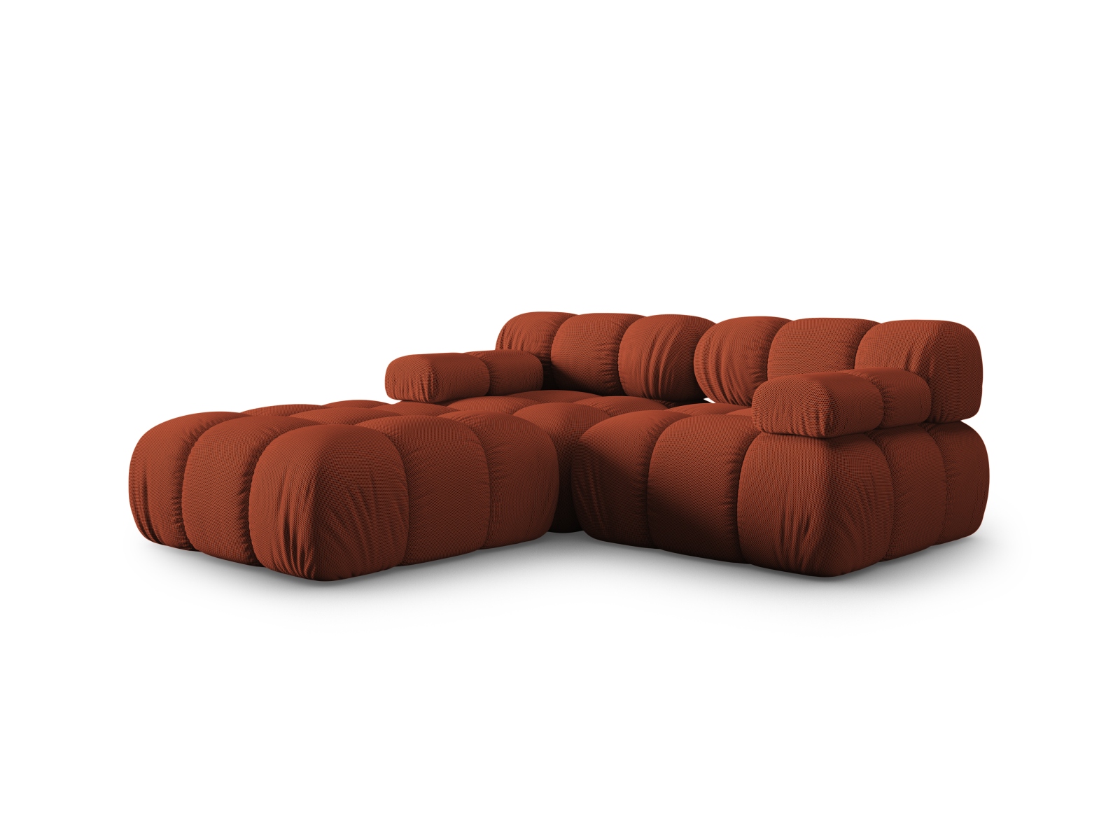 Micadoni Modulares Sofa Bellis 3-Sitzer mit flachem Modul 3D-Stoff Sonic Ziegel