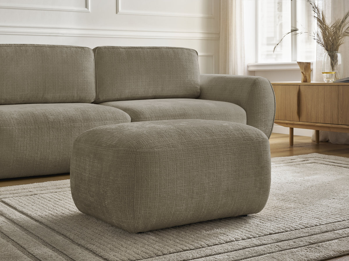 Bobochic Denise Schlafsofa 3-Sitzer mit Bettkasten und Pouf Strukturstoff Taupe