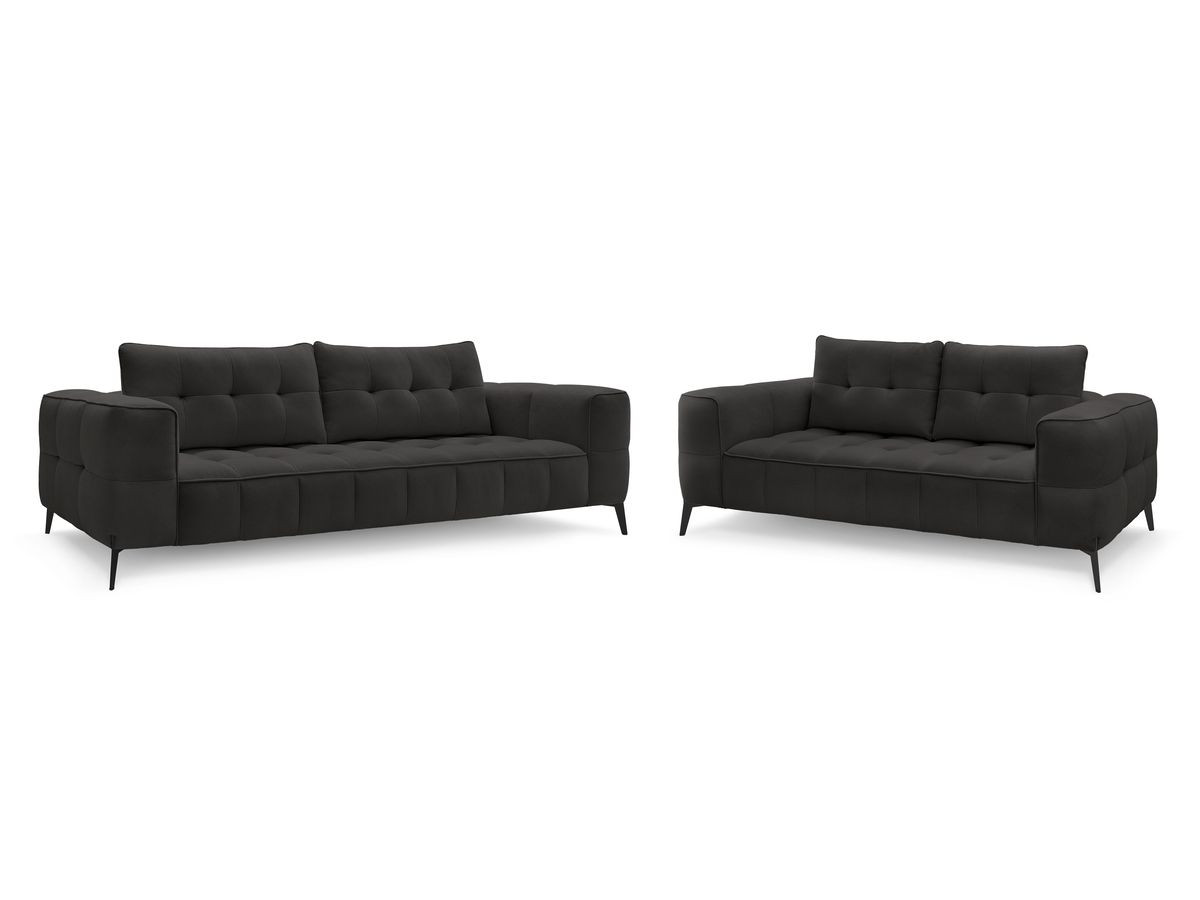 Bobochic Anis Sofa-Set 3- und 2-Sitzer Strukturstoff Schwarz