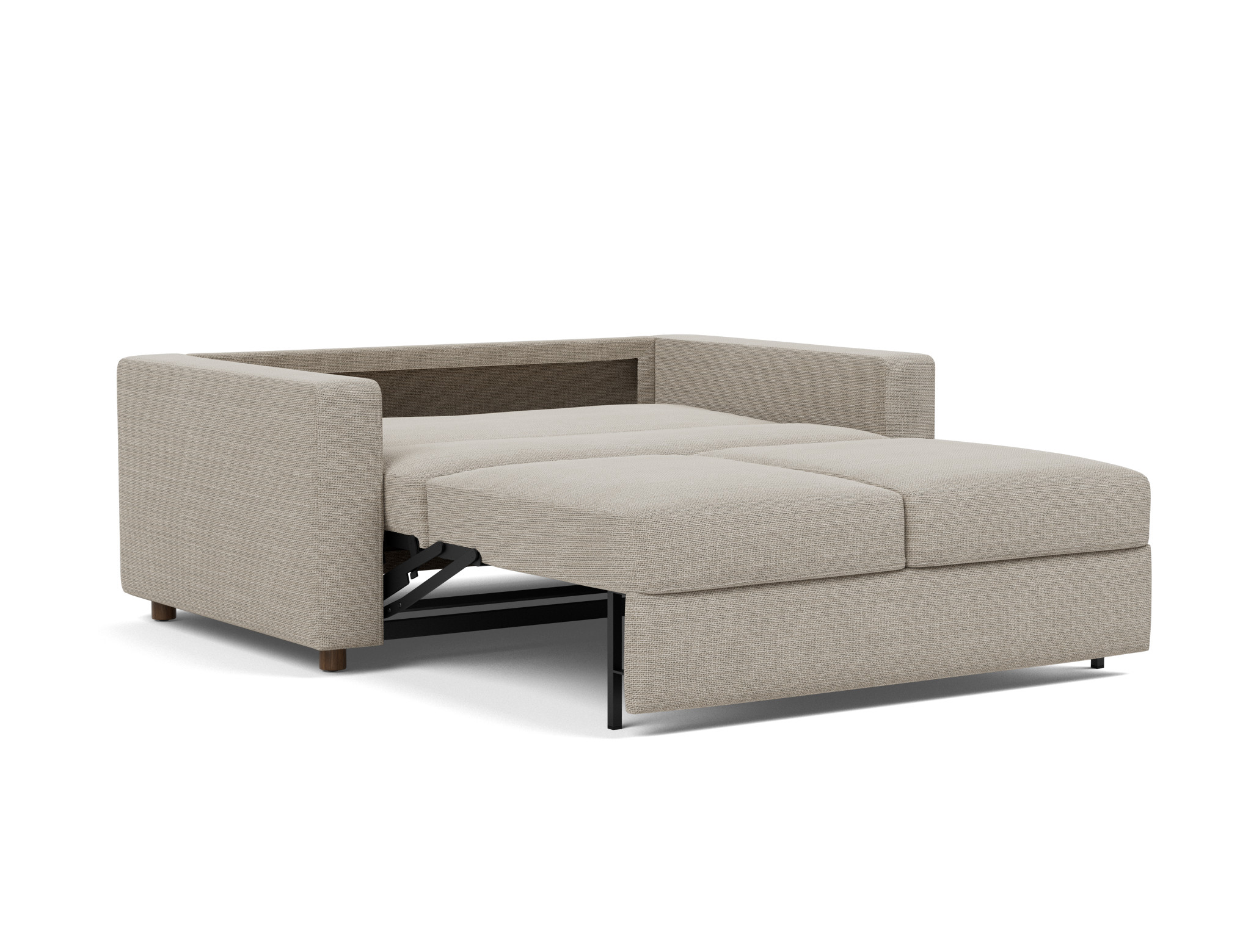 Schlafsofa Neah mit Standard-Armlehnen 140 Strukturierter Stoff Kenya 579-Gravel