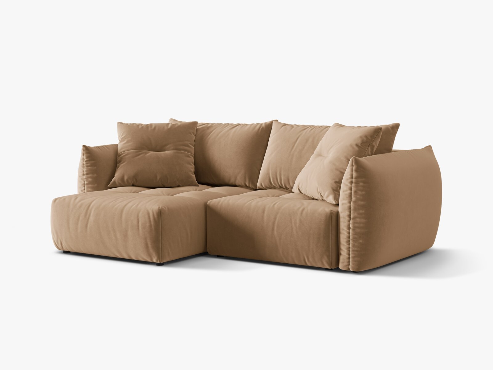 Micadoni Bloom Ecksofa 3-Sitzer mit Schlaffunktion Links Samt Casino Mandelbeige