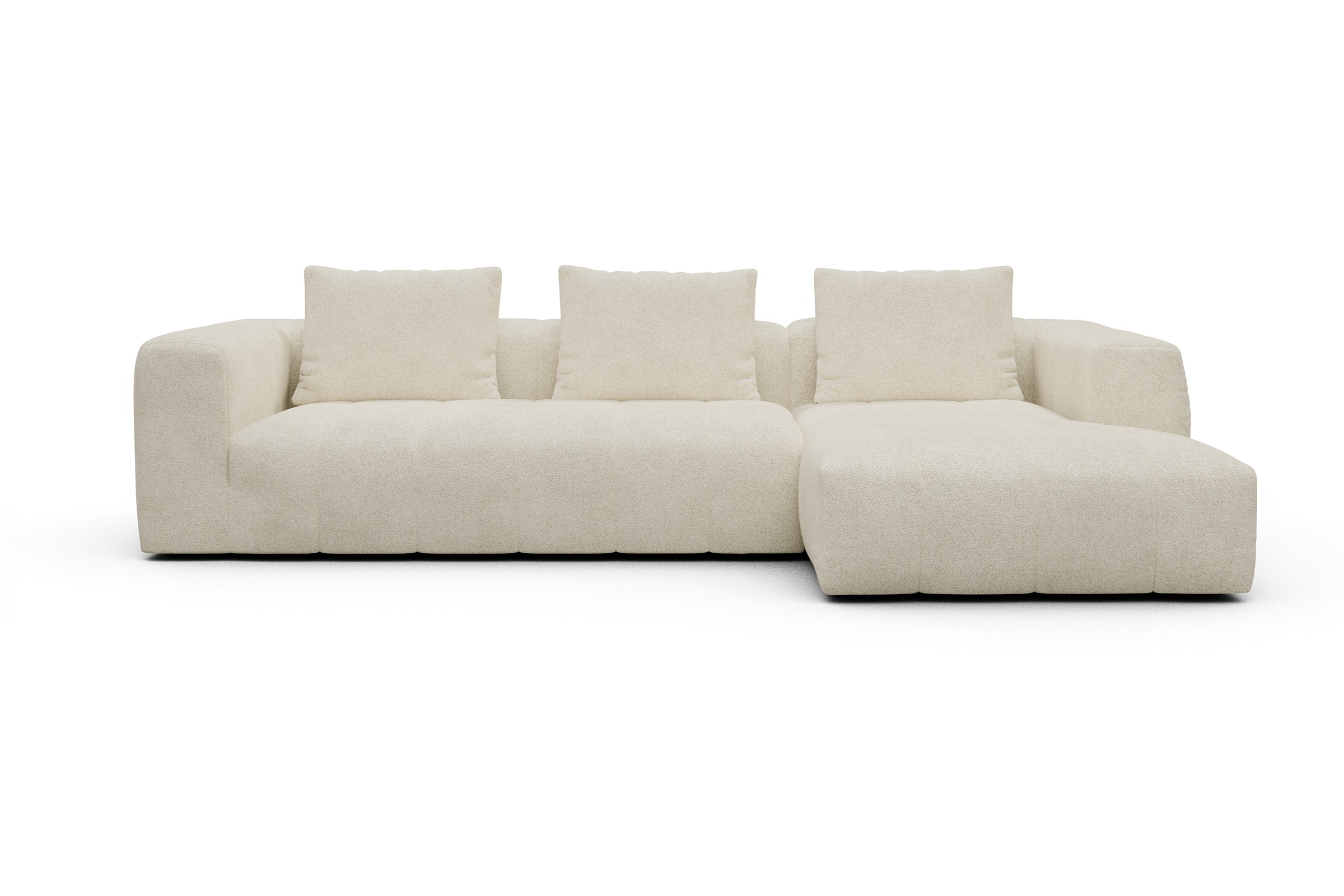 Ecksofa Hugo 2,5-Sitzer Armlehne links mit Chaiselongue Boucle-Off-White