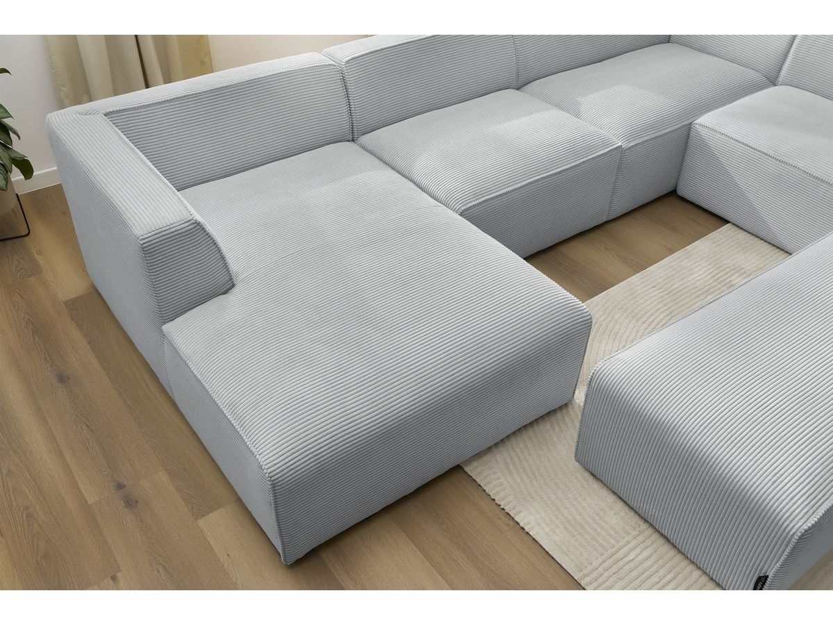 Bobochic Megeve Wohnlandschaft mit Pouf Cordsamt Hellgrau Ecke links