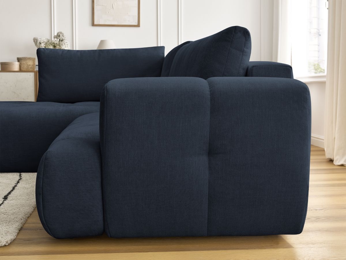Bobochic Fuji Ecksofa mit Schlaffunktion und Bettkasten 282 × 204 cm Stoff Dunkelblau Ecke links