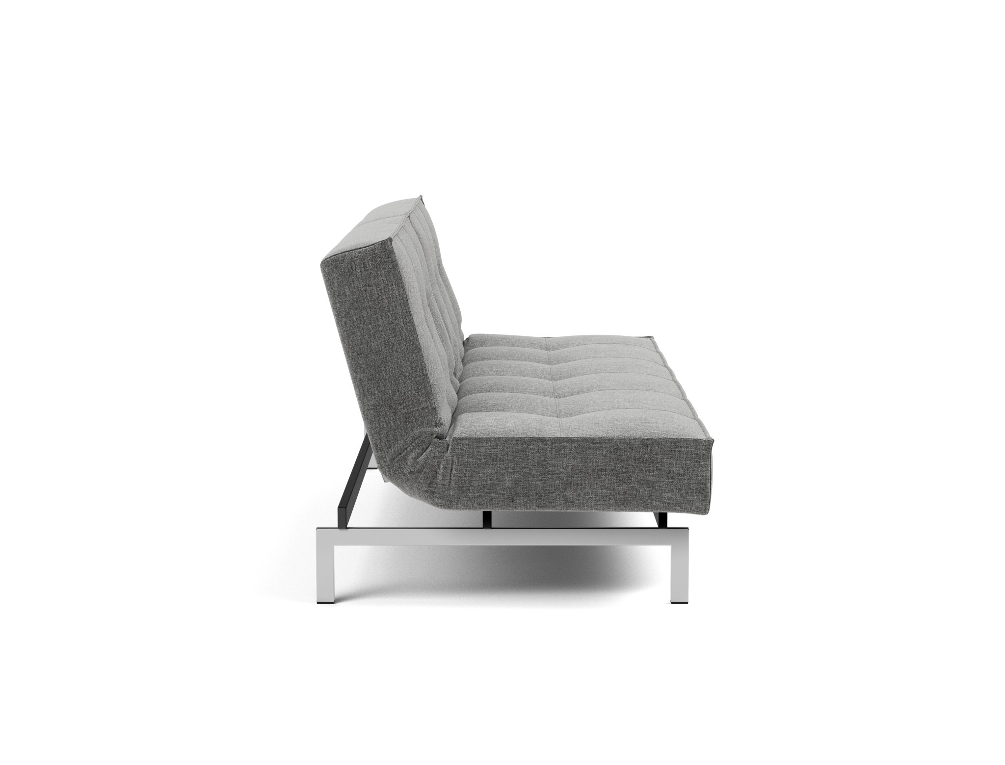 Schlafsofa Splitback Strukturierter Stoff Twist 563-Charcoal Beine Chrom