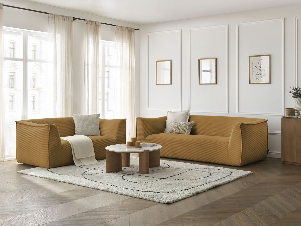 Bobochic Giorgia Sofa 5-Sitzer 412 × 100 cm Cordsamt Gelb