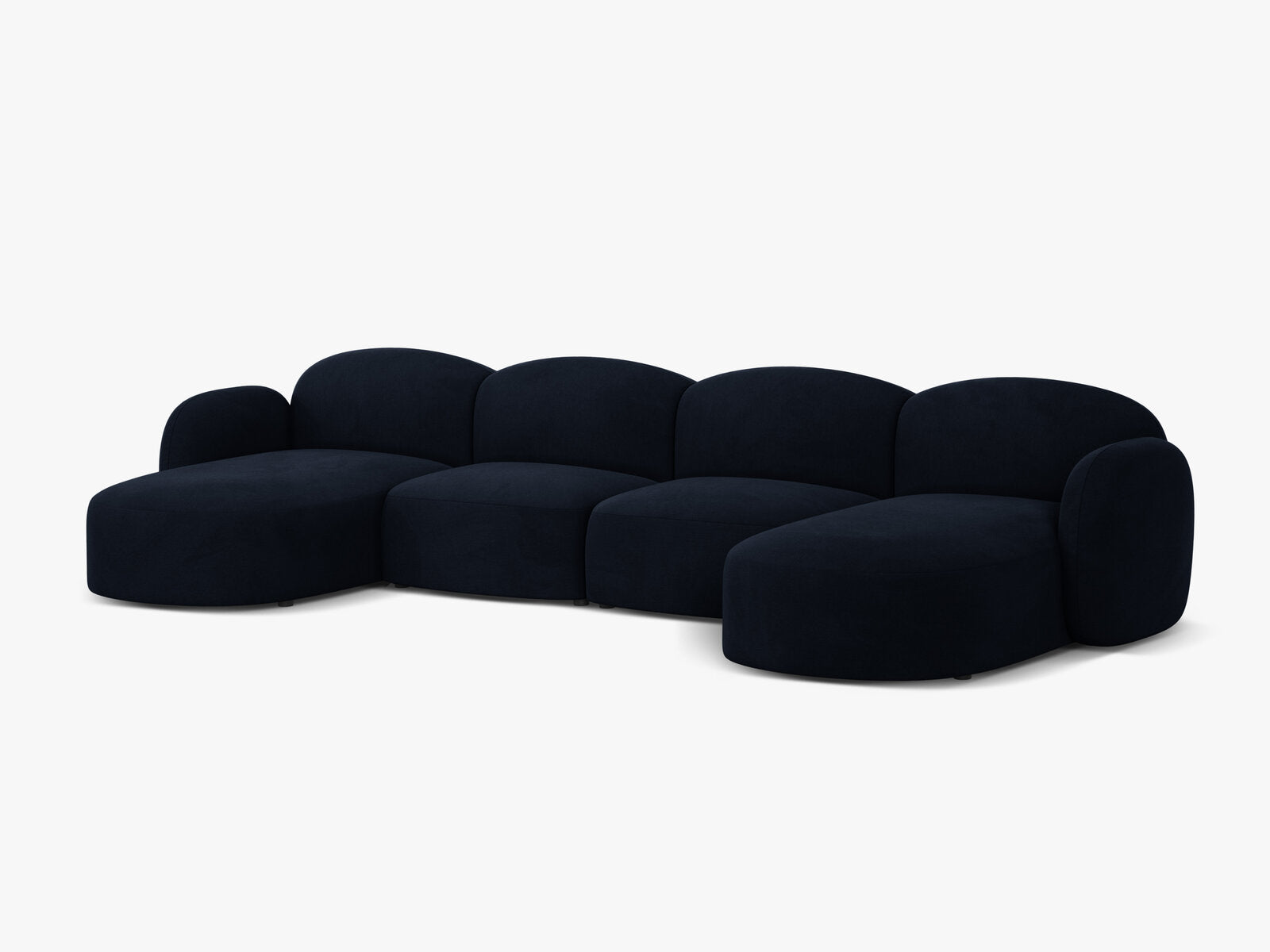 Micadoni Panorama Sofa Blair 6-Sitzer Samt Casino Königsblau