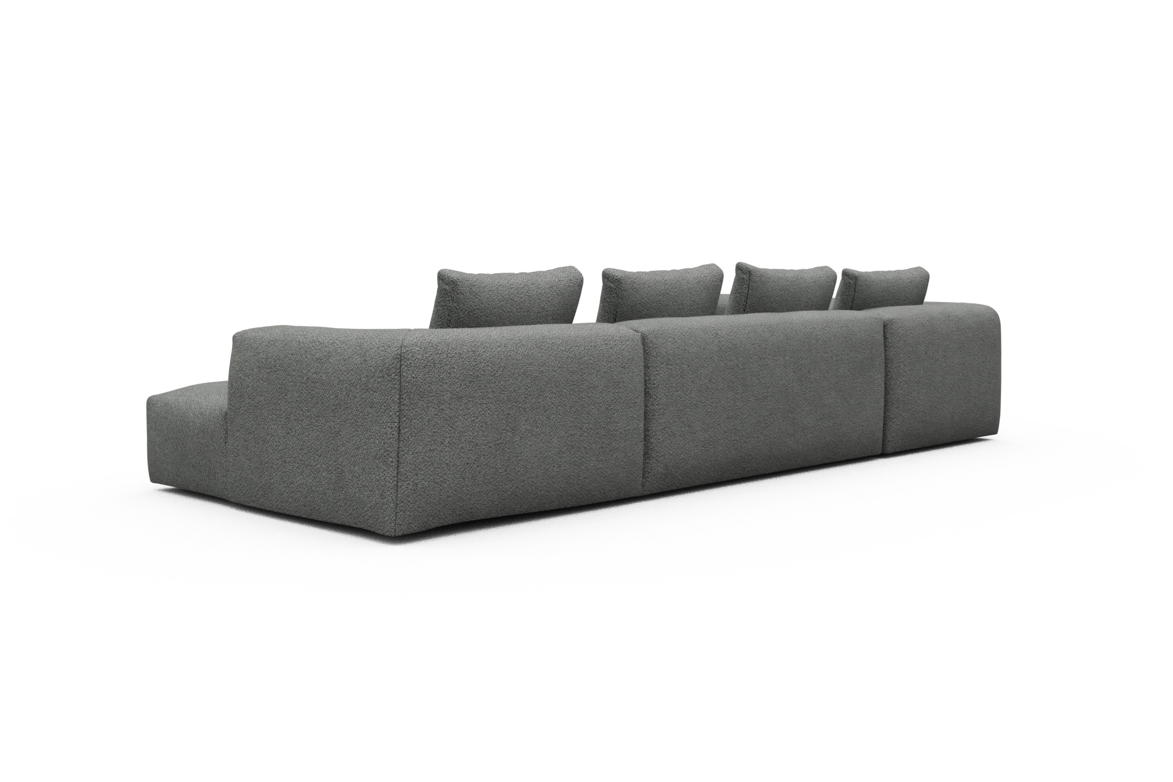 Wohnlandschaft Fred Chaiselongue rechts mit 2-Sitzer und lange Armlehne links Vanora-Warm-Grey
