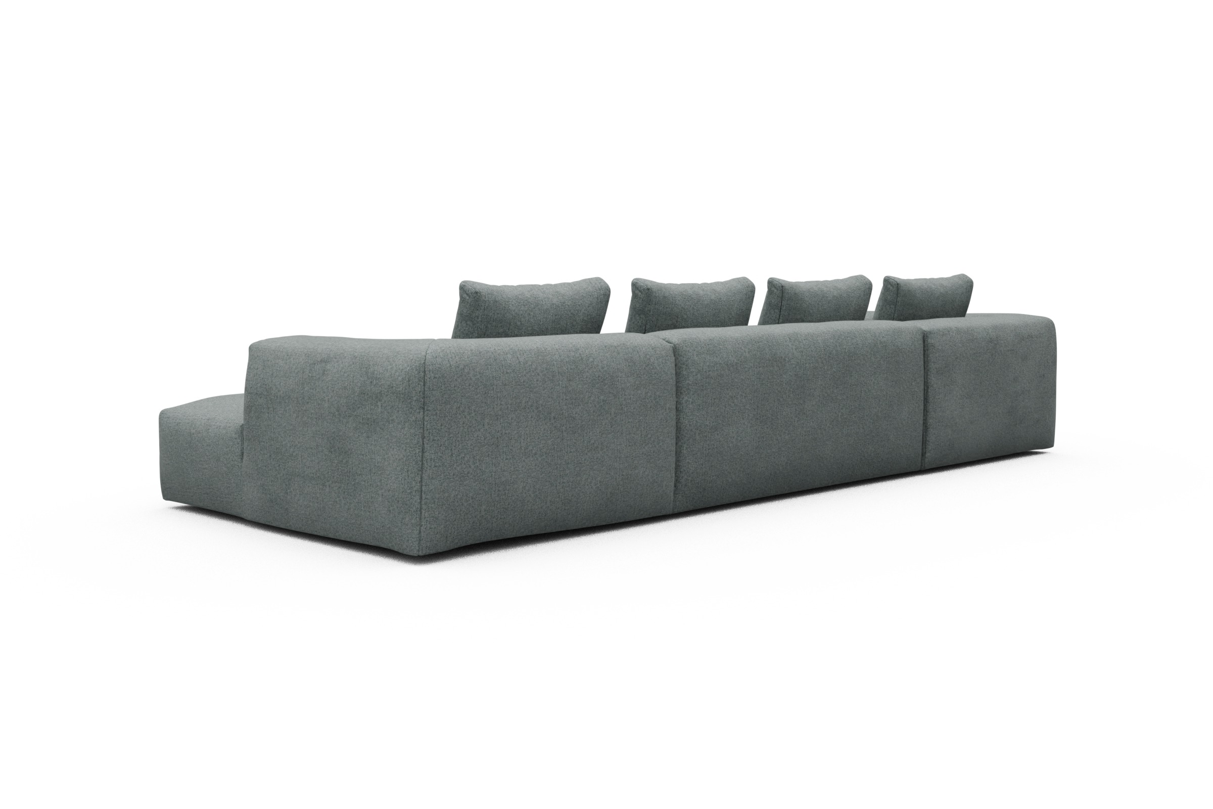 Wohnlandschaft Fred Relax-Ecke links mit 2-Sitzer und Chaiselongue rechts Casone-Light-Mixed-Green