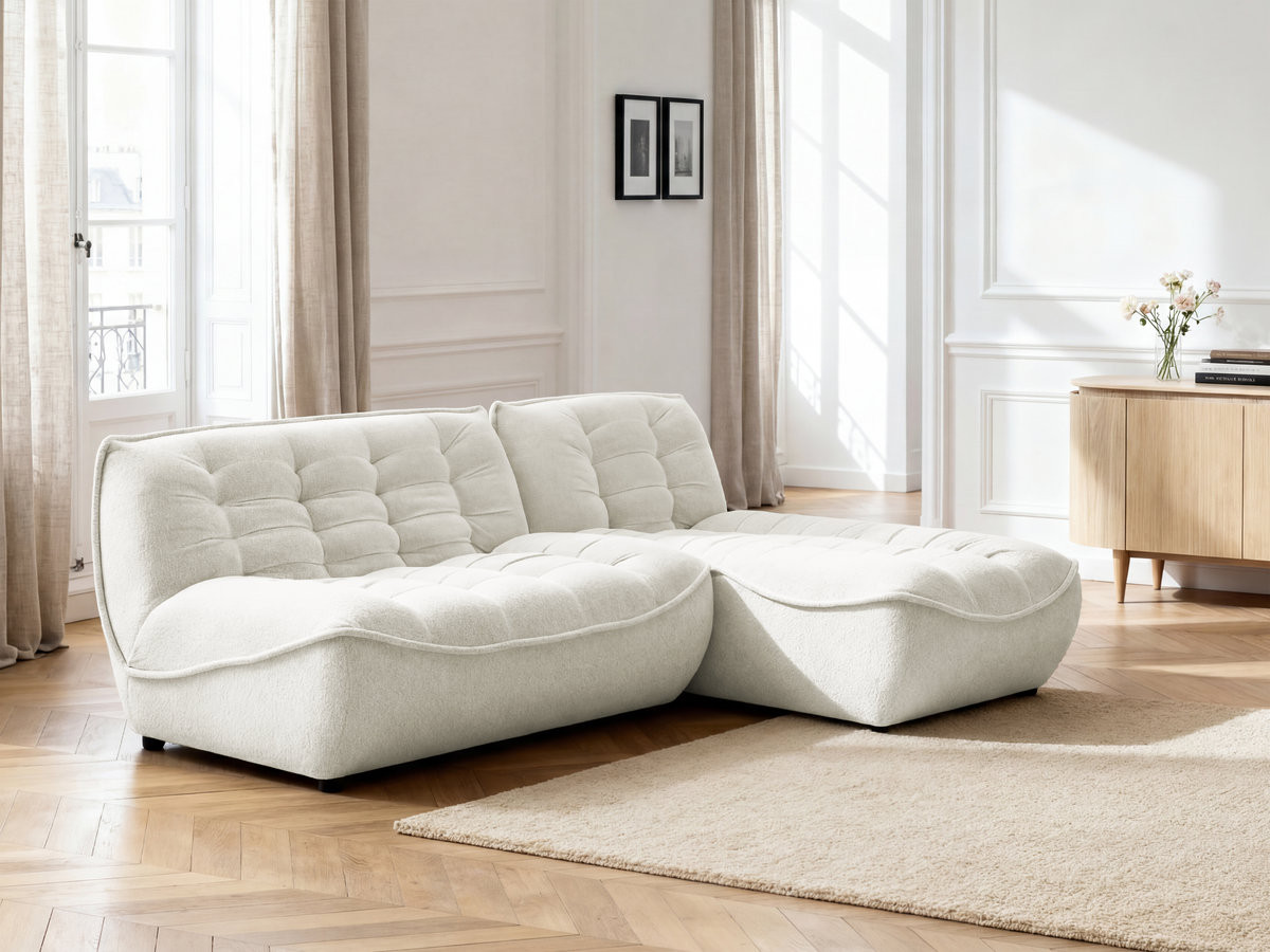 Bobochic Serena Ecksofa Melange-Stoff Weiß