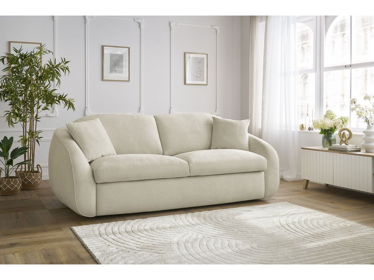Bobochic Cezanne Schlafsofa 3-Sitzer Stoff Beige, Liegefläche 140 × 194 cm