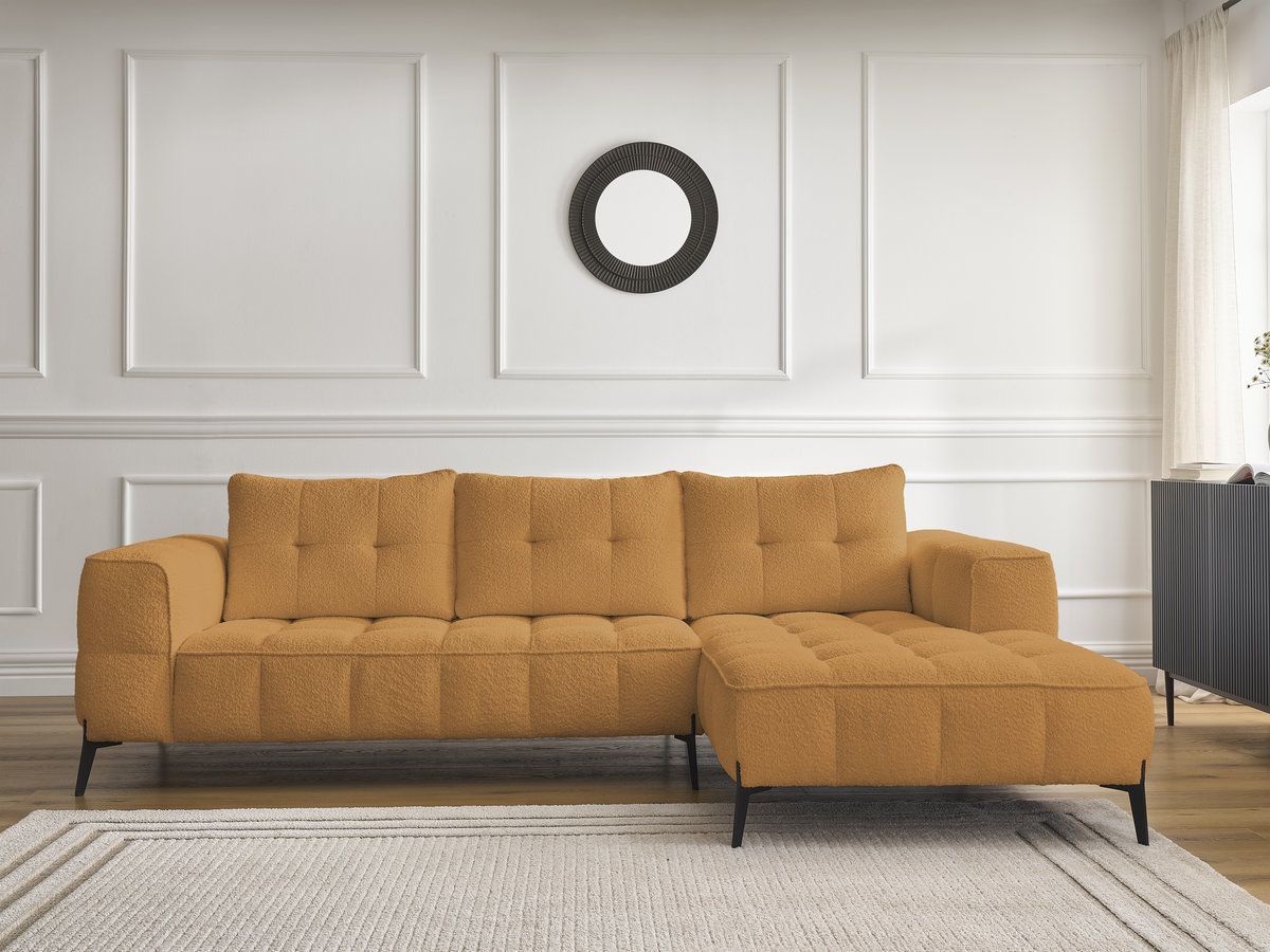 Bobochic Anis Ecksofa Bouclé-Stoff Gelb Ecke rechts