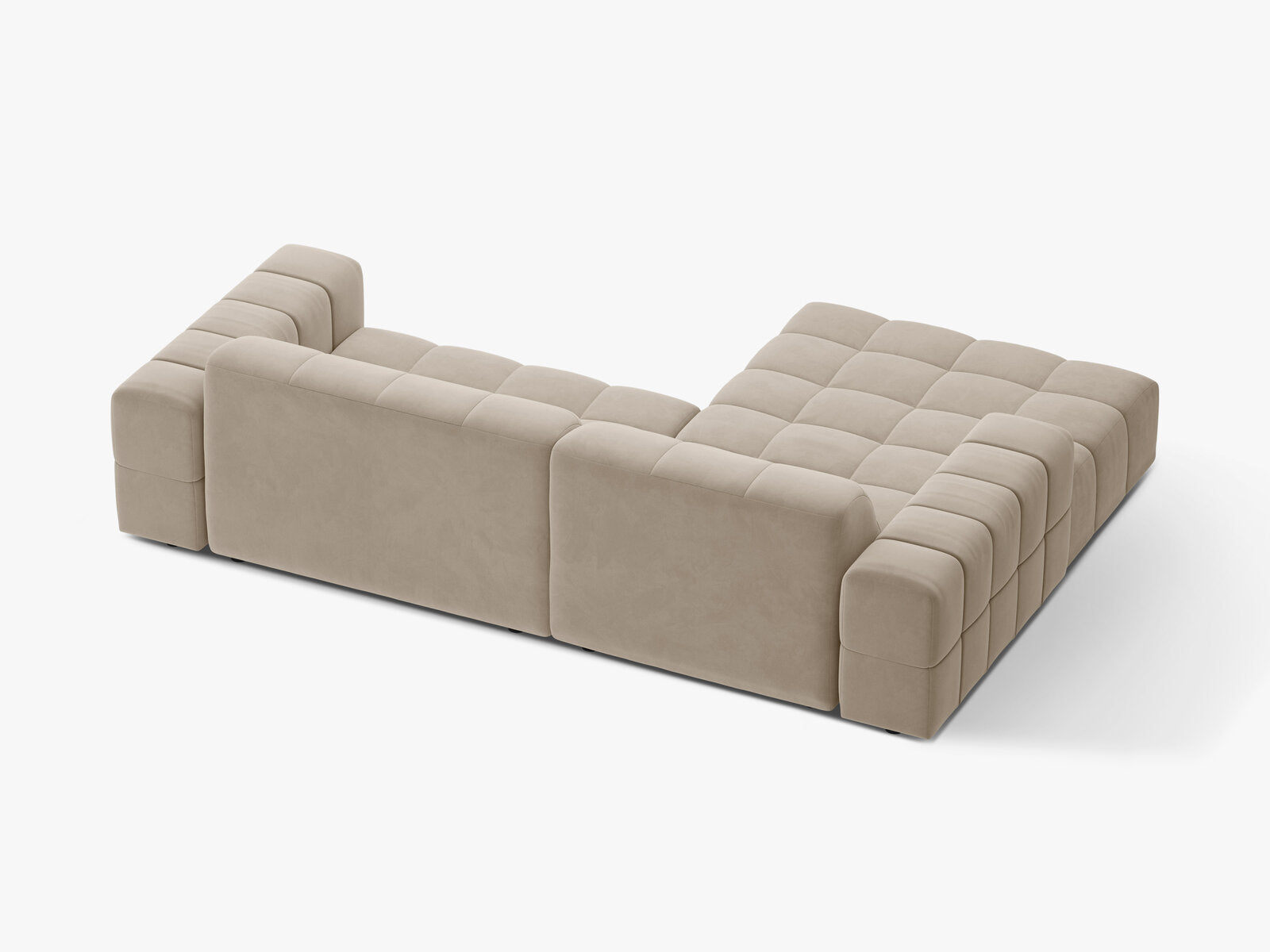 Micadoni Jennifer Ecksofa 4-Sitzer Links Samt Bluvel Dunkelbeige