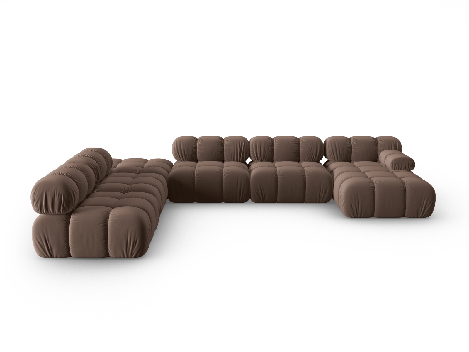Micadoni Modulares Panorama Ecksofa Bellis 7-Sitzer Links Samt Bluvel Dunkelbraun
