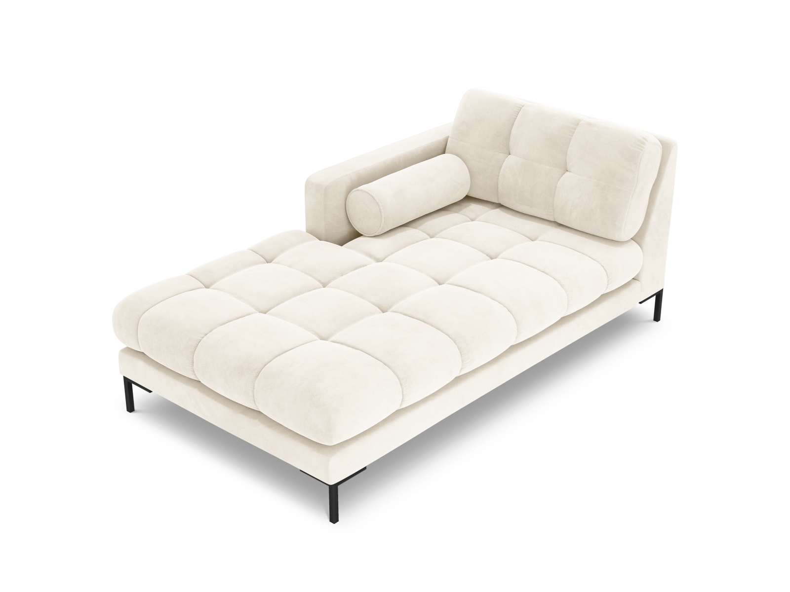 Cosmopolitan Design Chaiselongue Bali Samt Bluvel Helles Beige Links Beine Schwarzes Metall
