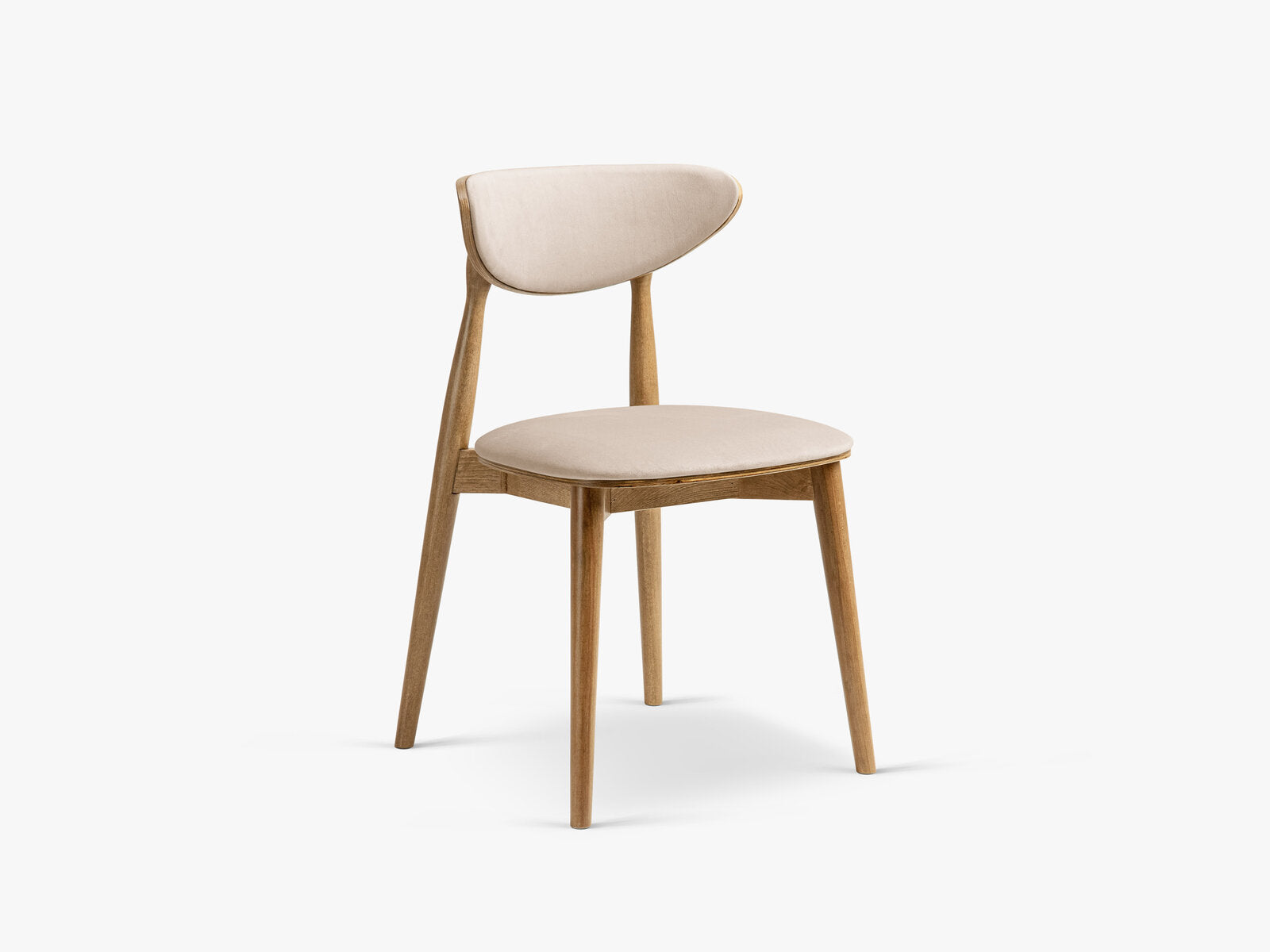 Micadoni Stuhl Rina Samt Magic Velvet Mandelbeige Amerikanische Walnuss