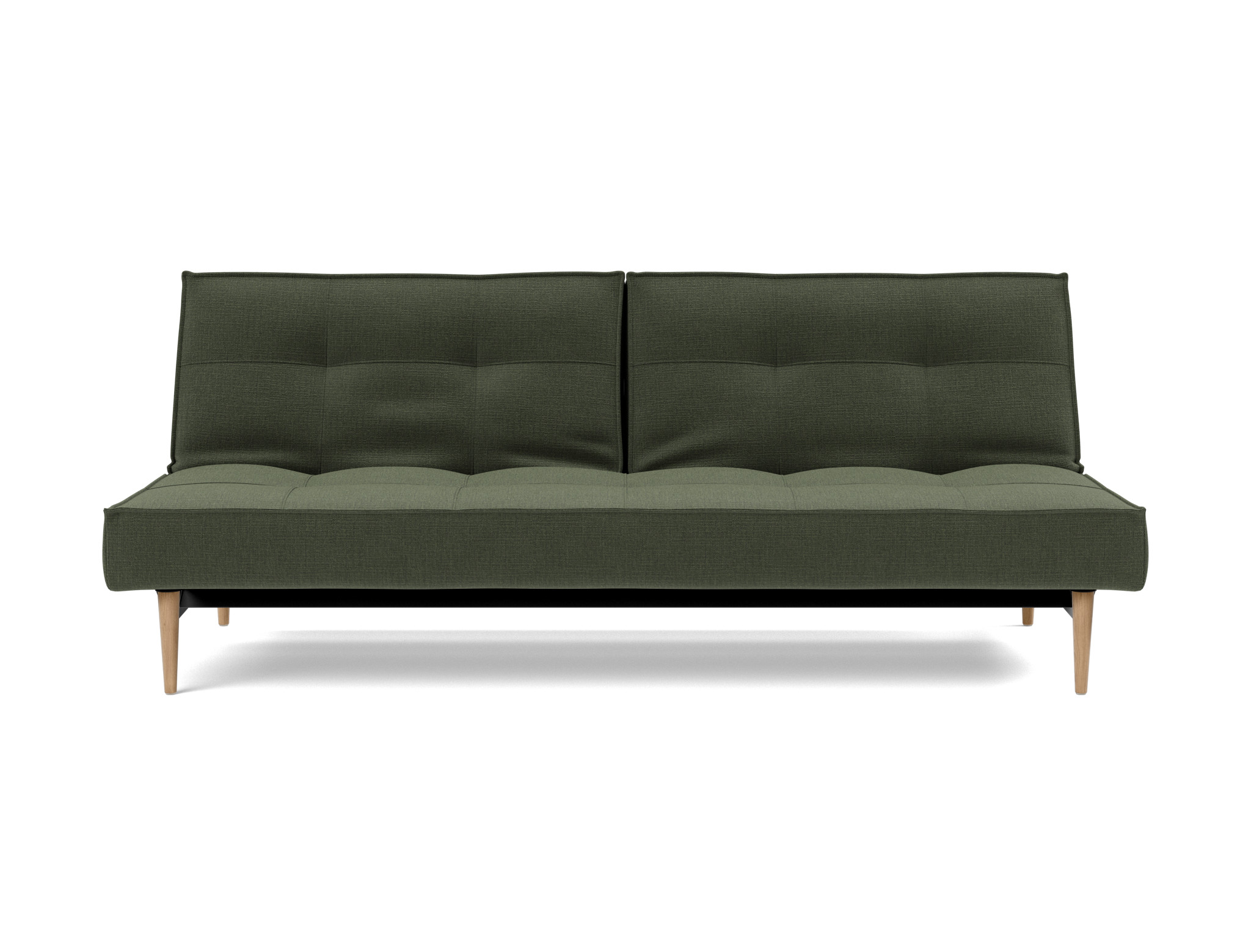 Schlafsofa Splitback Chenille Esina 413-Olive-Green Beine Styletto Eiche hell