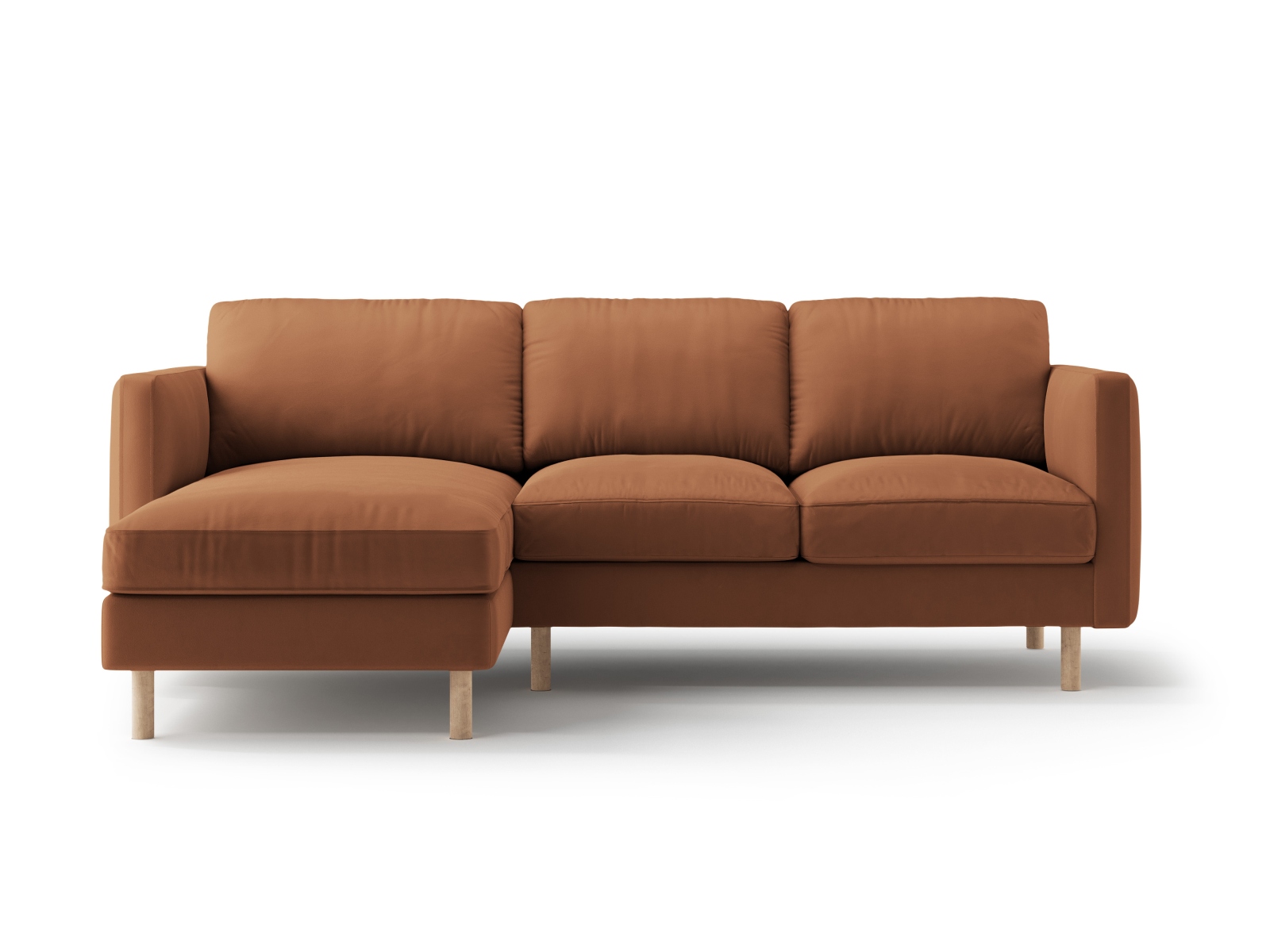 Micadoni Ecksofa Eden 3-Sitzer Links Samt Honig