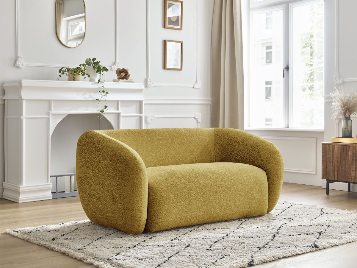 Bobochic Celine Sofa 2-Sitzer Strukturstoff Gelb