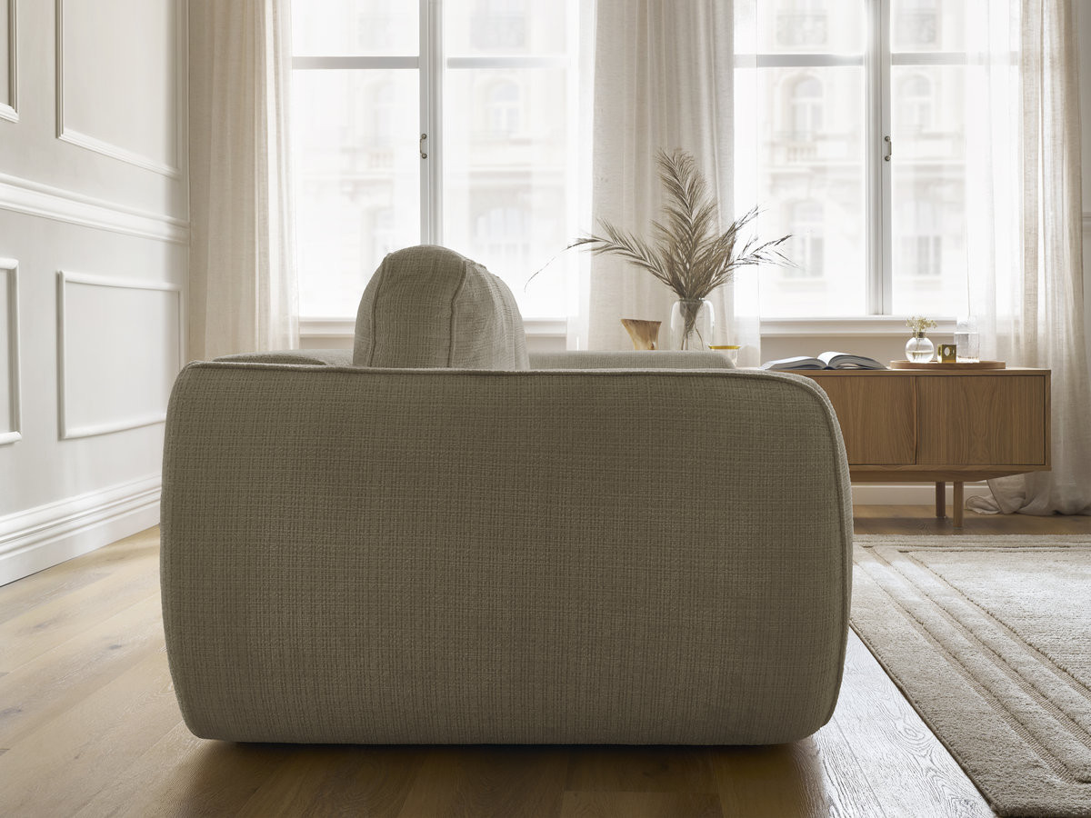 Bobochic Denise Schlafsofa 3-Sitzer mit Bettkasten Strukturstoff Taupe