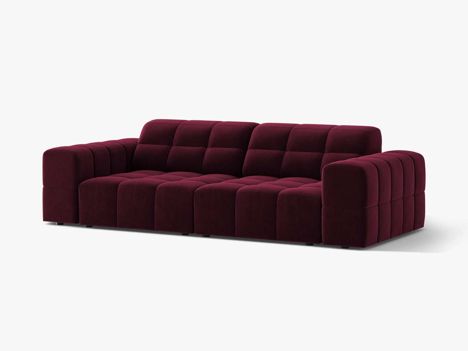 Micadoni Sofa Jennifer 3-Sitzer Samt Venus Burgunder