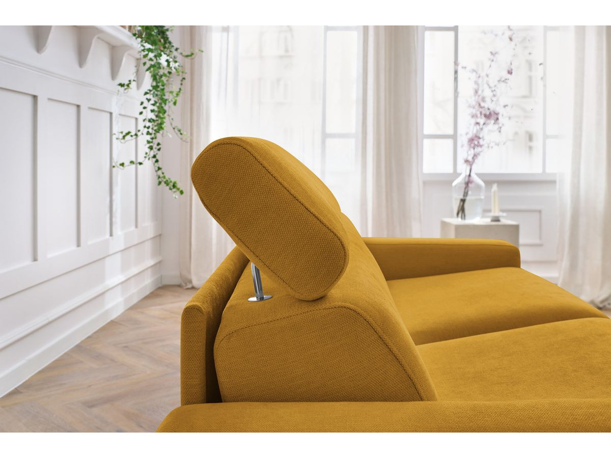 Bobochic Monaco Schlafsofa 3-Sitzer Stoff Gelb, Liegefläche 140 × 190 cm