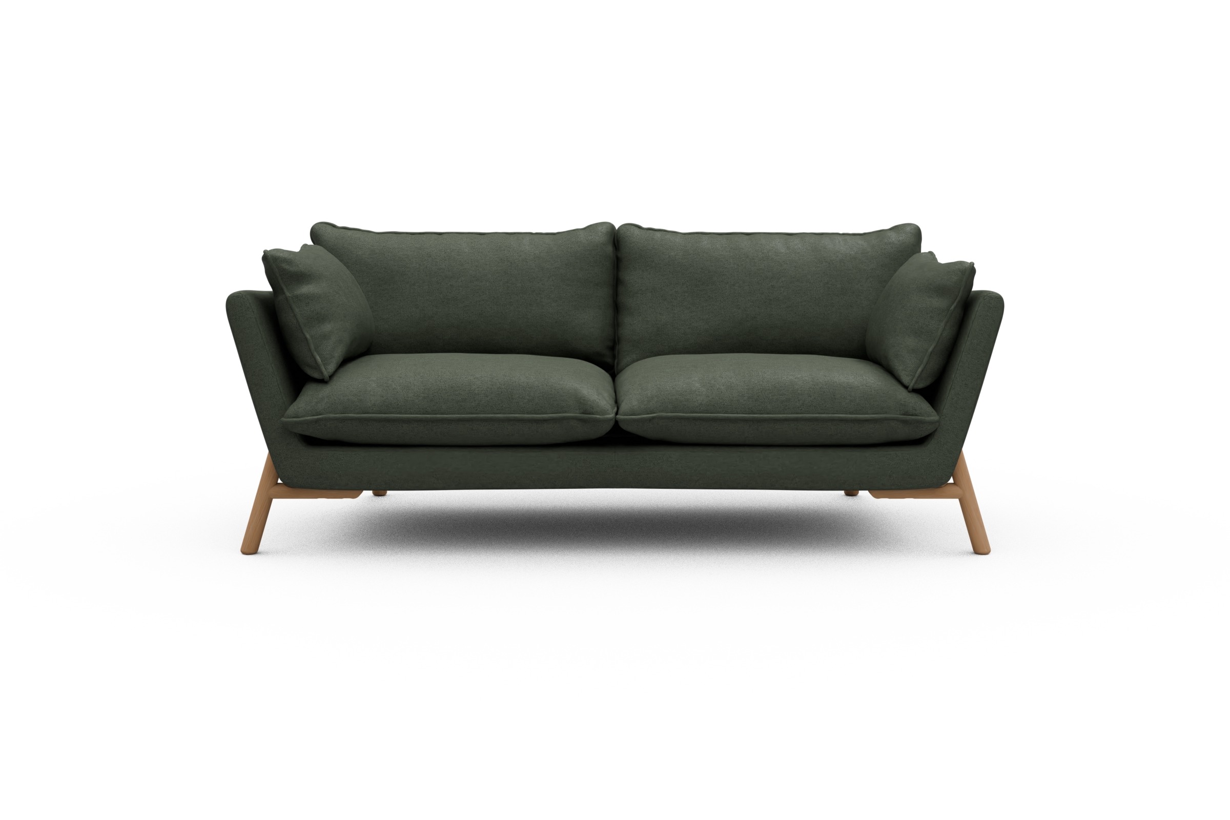 Skandi Home Sofa Emil PREMIUM 2-Sitzer Beinfarbe Eiche Natur Denari-Forest-Green moebelfaktor