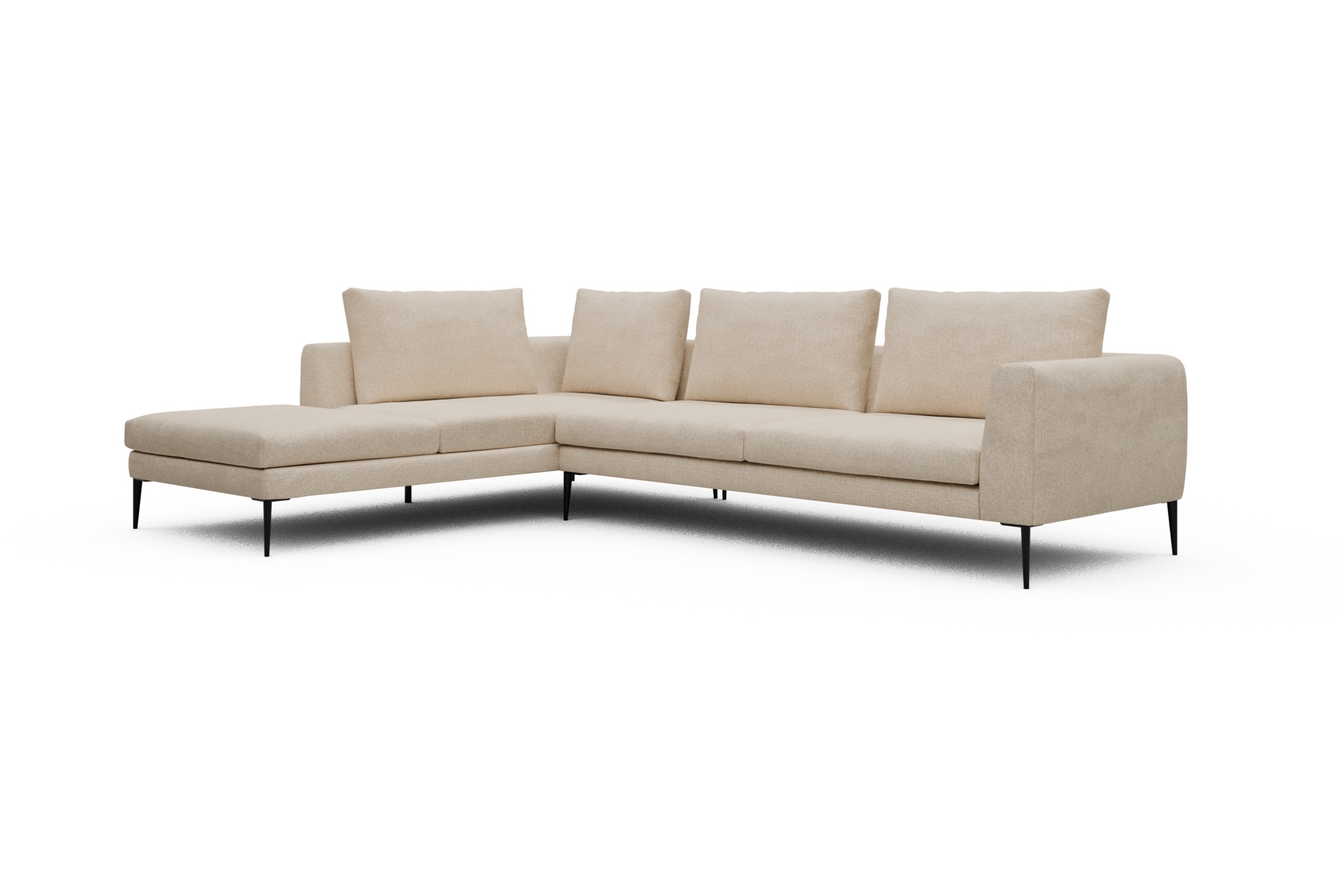 Ecksofa Paul Relax-Ecke rechts mit 3-Sitzer Casone-Natural-Beige