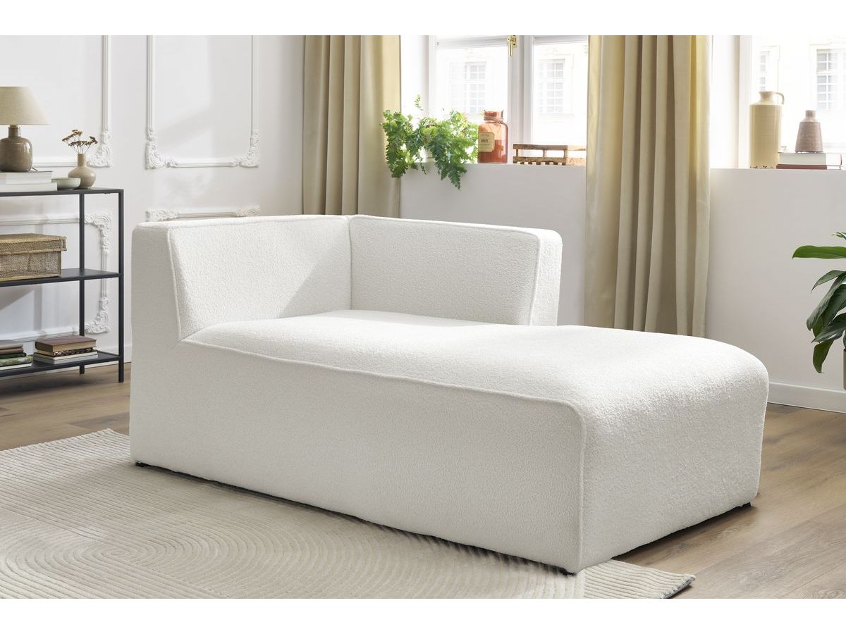 Bobochic Megeve Méridienne-Modul Bouclé-Stoff Weiß Ecke rechts