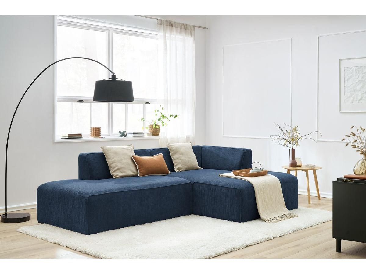 Bobochic Megeve Ecksofa Strukturstoff Dunkelblau Ecke rechts