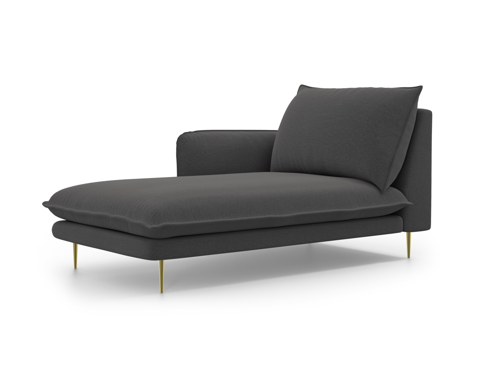 Cosmopolitan Design Chaiselongue Vienna Strukturierter Stoff Positano Dunkelgrau Melange Links Beine Gold