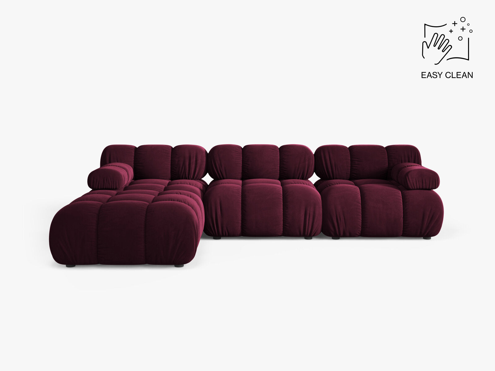 Micadoni Modulares Sofa Bellis 4-Sitzer mit flachem Modul Samt Venus Burgunder