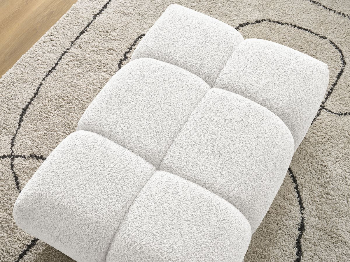 Bobochic Alya Pouf Bouclé-Stoff Weiß