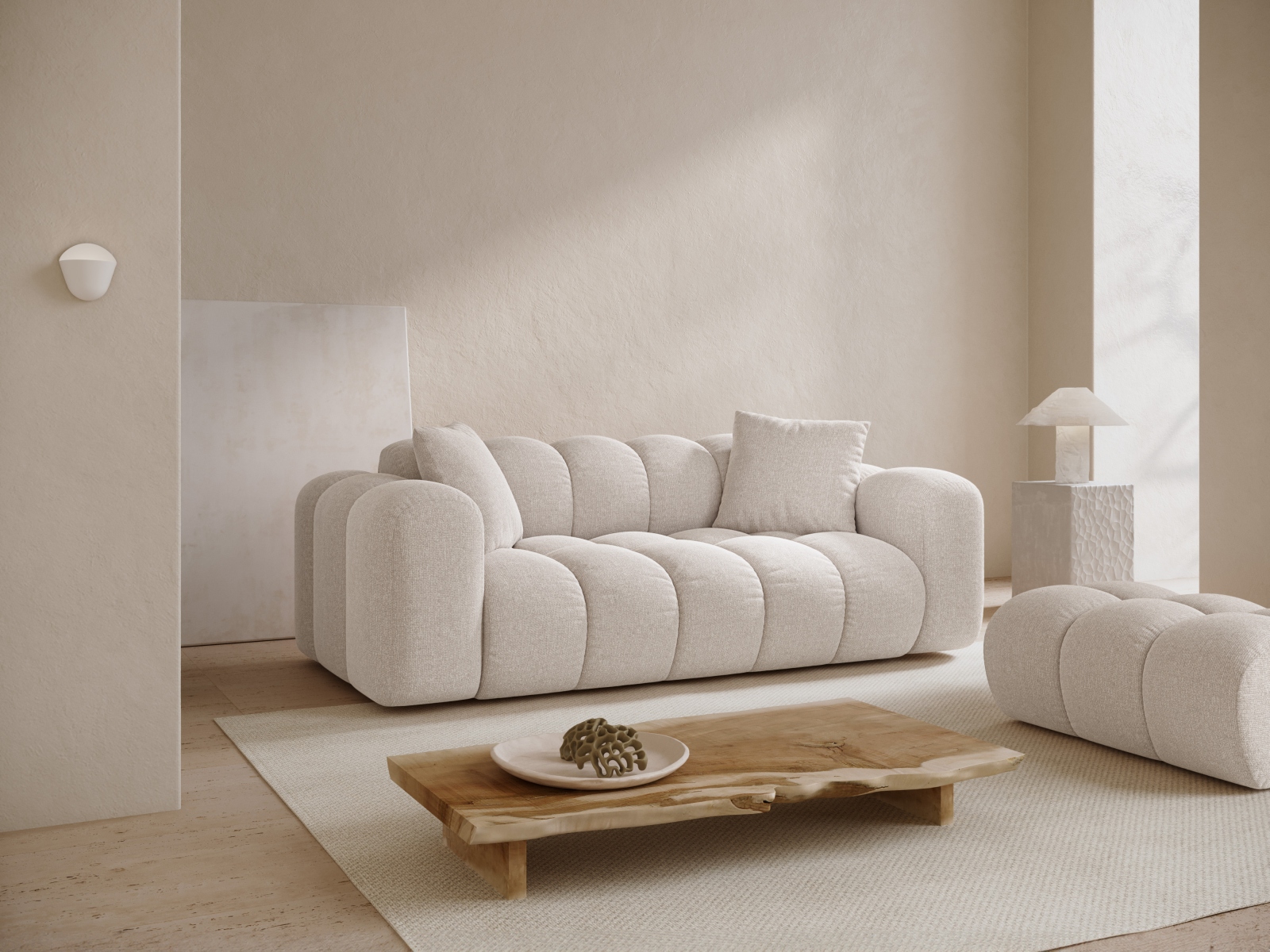 Cosmopolitan Design Sofa Treno 3-Sitzer Chenille Eden Helles Beige