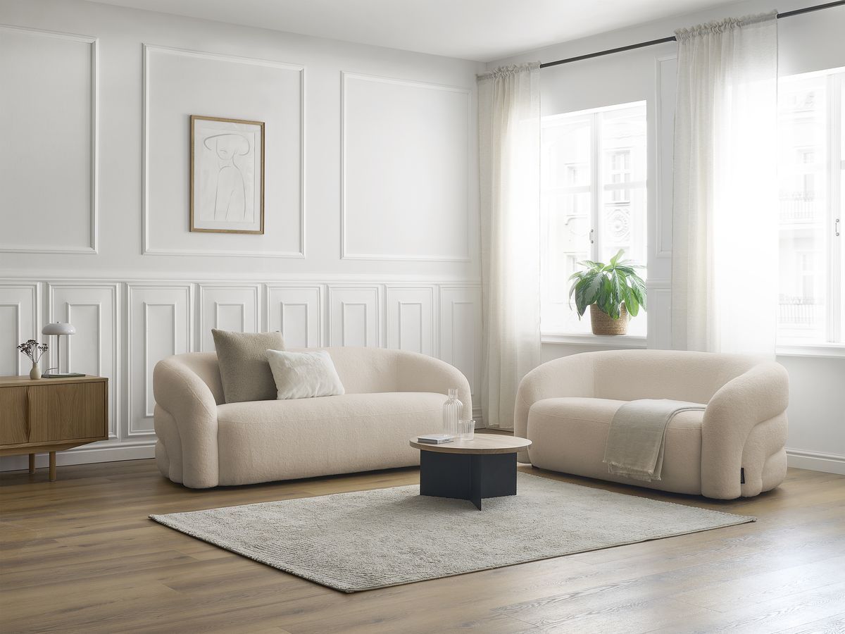 Bobochic Elina Sofa 5-Sitzer Bouclé-Stoff Beige