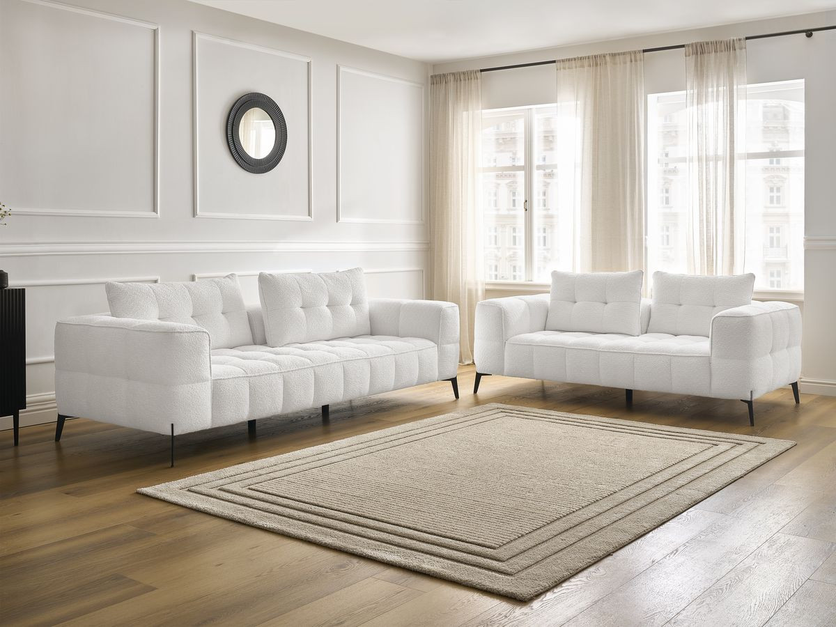 Bobochic Anis Sofa 5-Sitzer Bouclé-Stoff Weiß