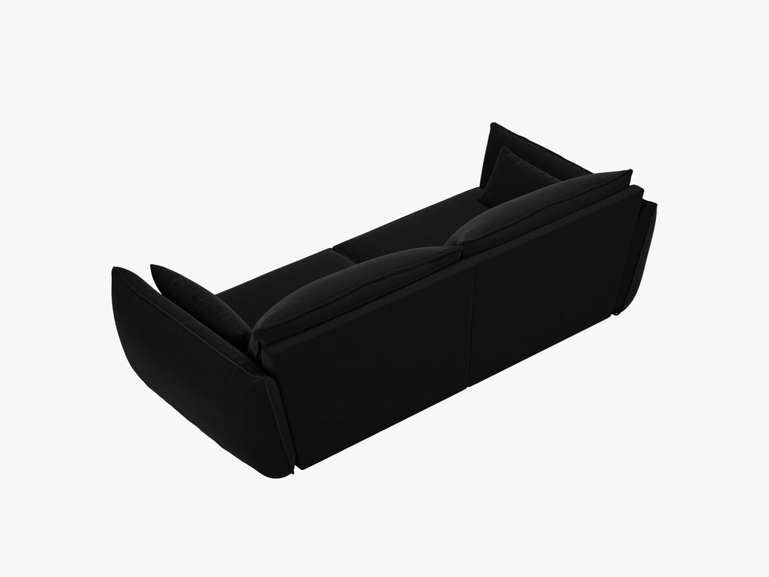 Micadoni Sofa Kaelle 3-Sitzer Samt Bluvel Schwarz