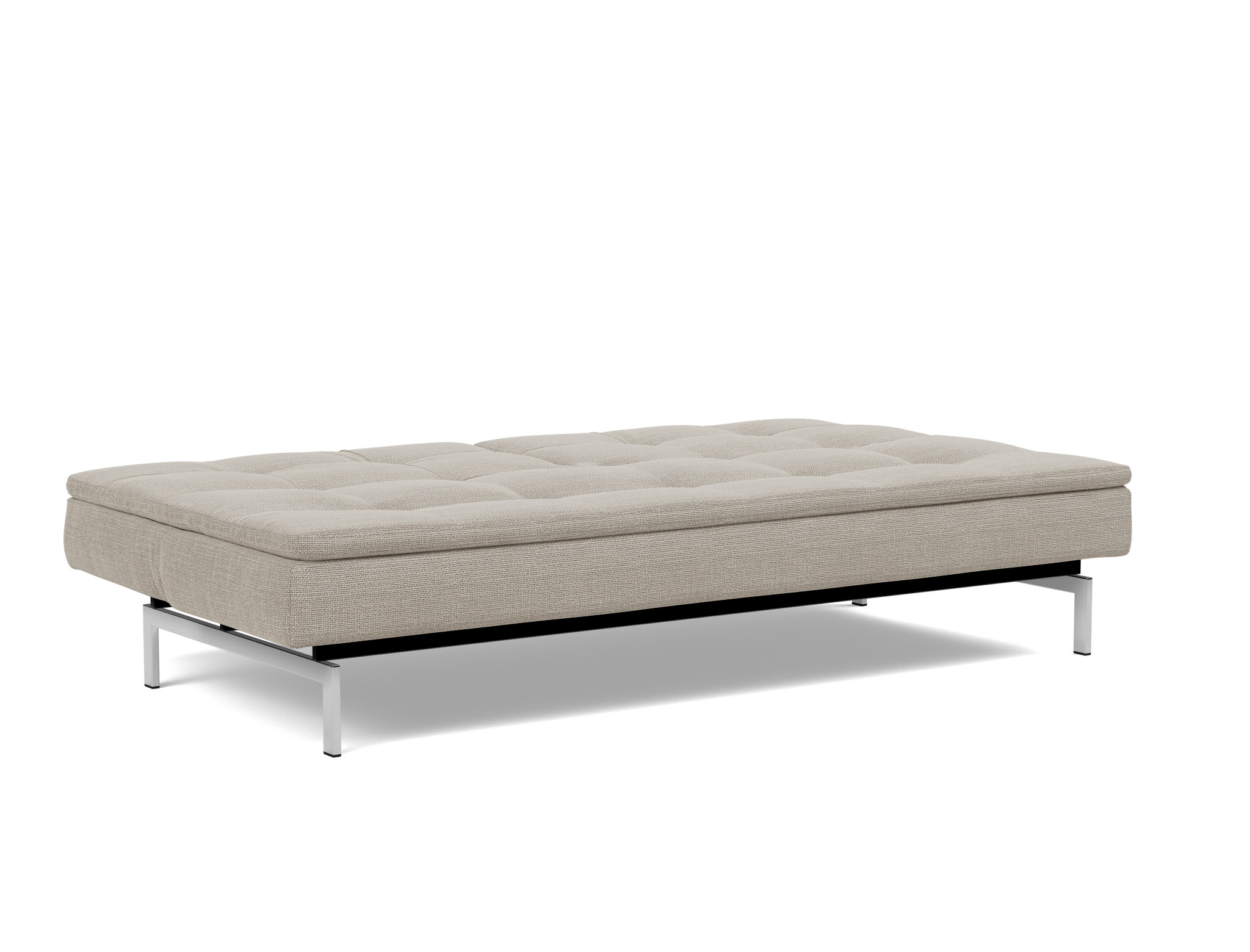 Schlafsofa Dublexo Strukturierter Stoff Kenya 579-Gravel Beine Chrom
