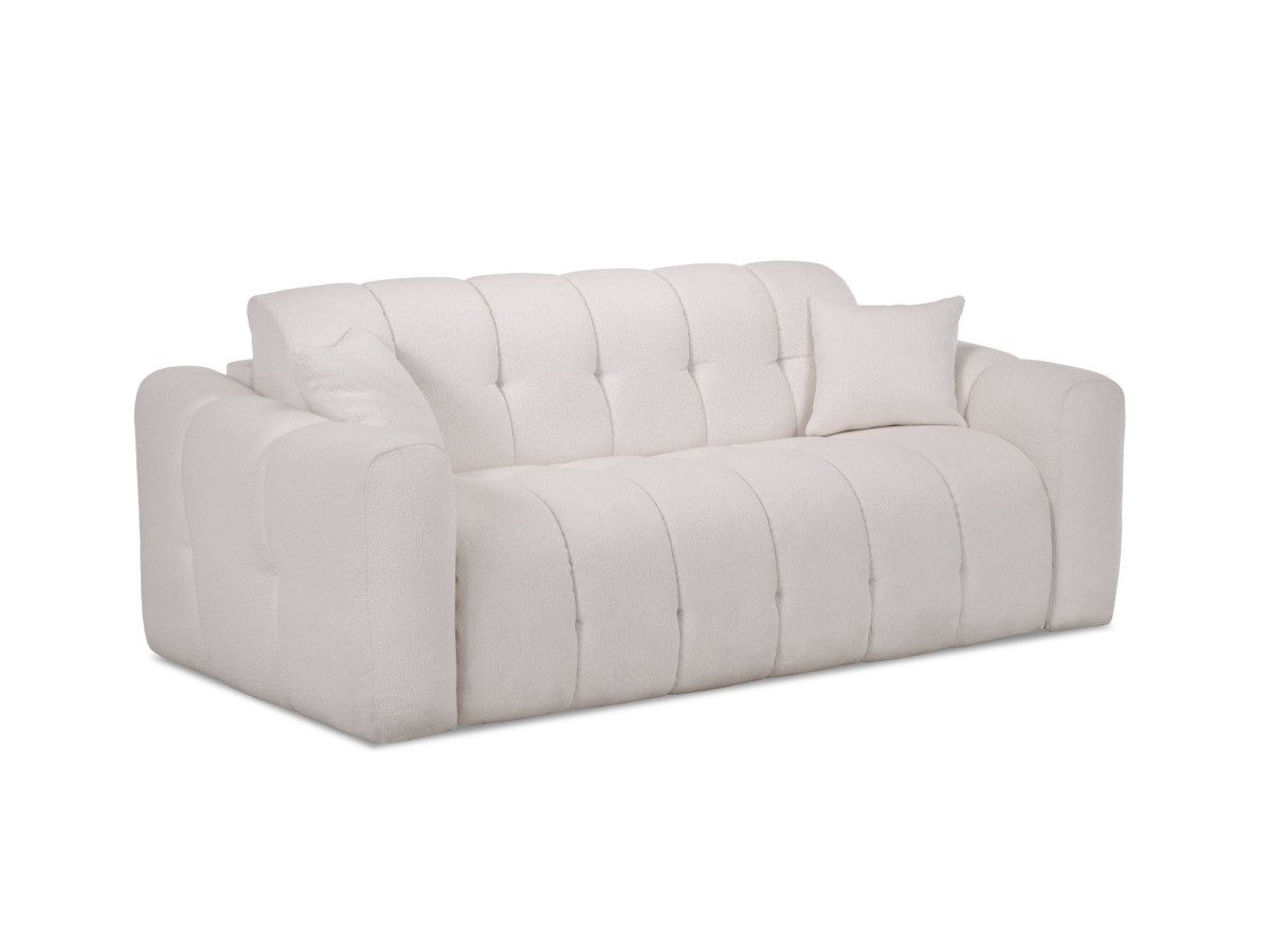 Bobochic Bradley Schlafsofa 3-Sitzer Bouclé-Stoff Weiß